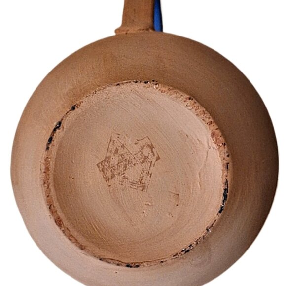 Vintage 6" Himark Terra-Cotta Pitcher Top & Interior Blue Glazed Italy - Picture 9 of 10